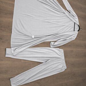 Light Grey Long Duster Cardigan & Jogger Lounge Set – 2-Piece Women /S-XL